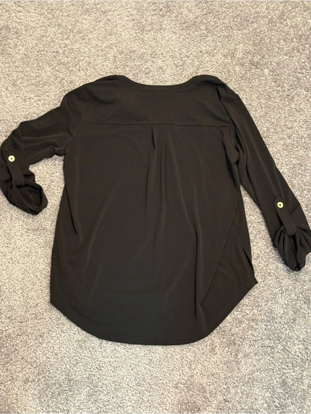 Michael Kors Black Zip-Front Roll-Sleeve Blouse